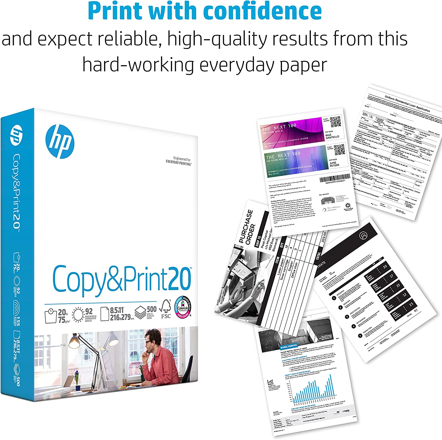 HP Printer Paper | 8.5 X 11 Paper | Copy &Print 20 Lb | 1 Ream Case - 500 Sheets| 92 Bright | FSC Certified | 200060 - Image 3